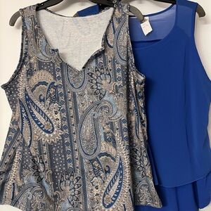 Blue and Paisley Sleeveless Tops